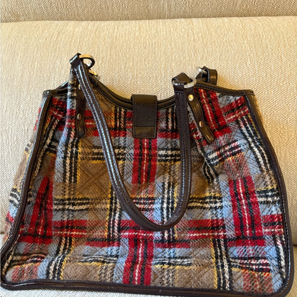 Vera Bradley Red and Brown Plaid Shoulder Bag